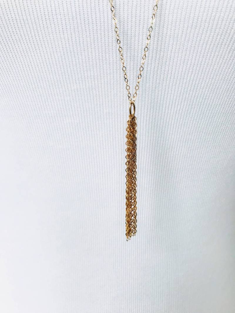 Quaste Halskette ~ Y Gold Filled Sterling Silber Verstellbare Roségold von NotBeforeJava