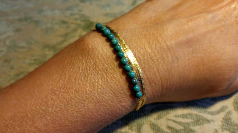 Türkis Und Sterling Silber Oder Gold Filled Perlen Kettenarmband Nbj210 ~ Geschenkverpackung von NotBeforeJava