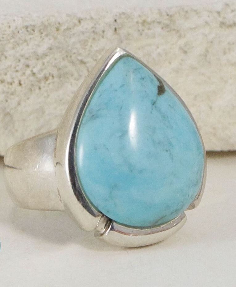 sterling Silber Signierter Türkis Tropfen Ring Nbj162 ~ Geschenk Verpackt von NotBeforeJava