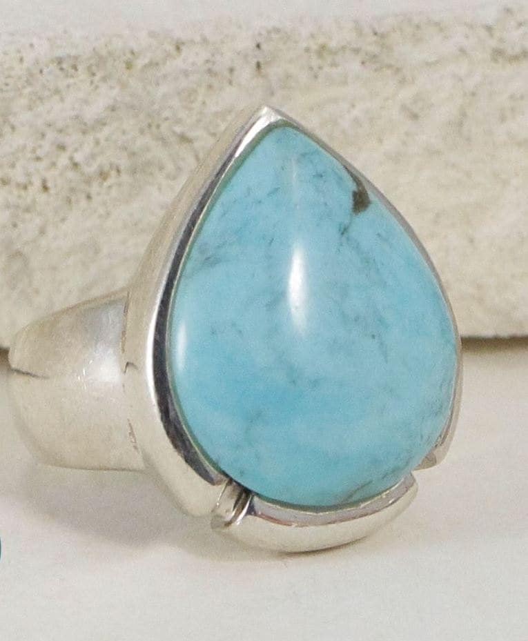 sterling Silber Signierter Türkis Tropfen Ring Nbj162 ~ Geschenk Verpackt von NotBeforeJava