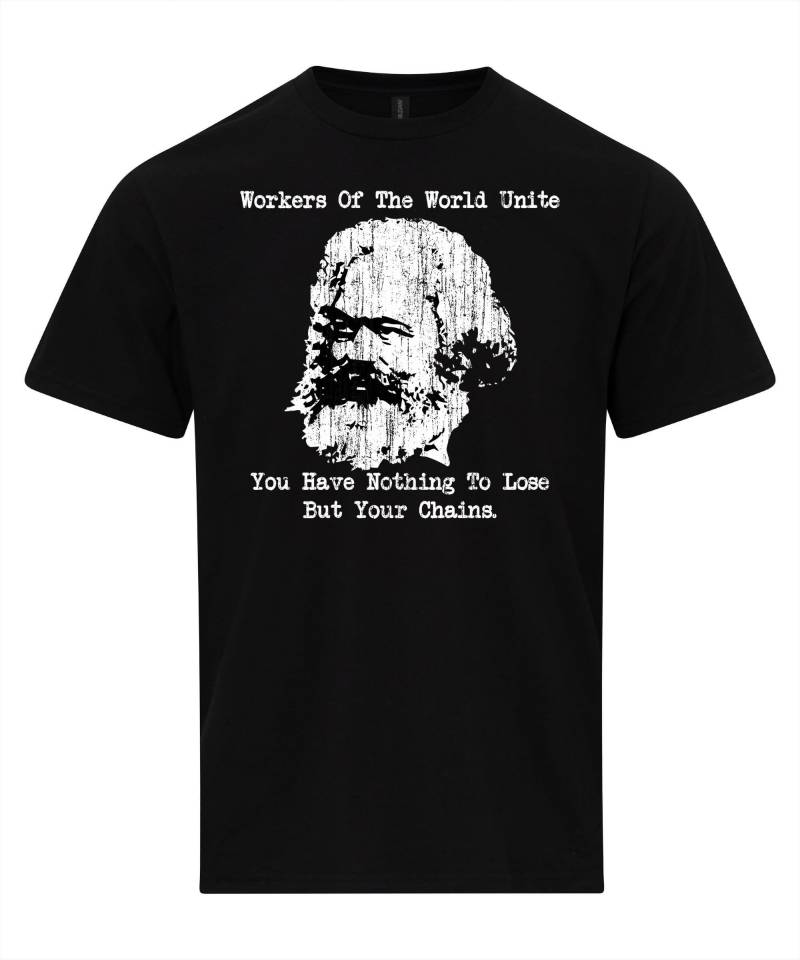Karl Marx Arbeiter Vereinen Distressed Print Marxismus T-Shirt Karl Marx Arbeiter Vereinen Distressed Print Marxismus T-Shirt von NotJustNerds
