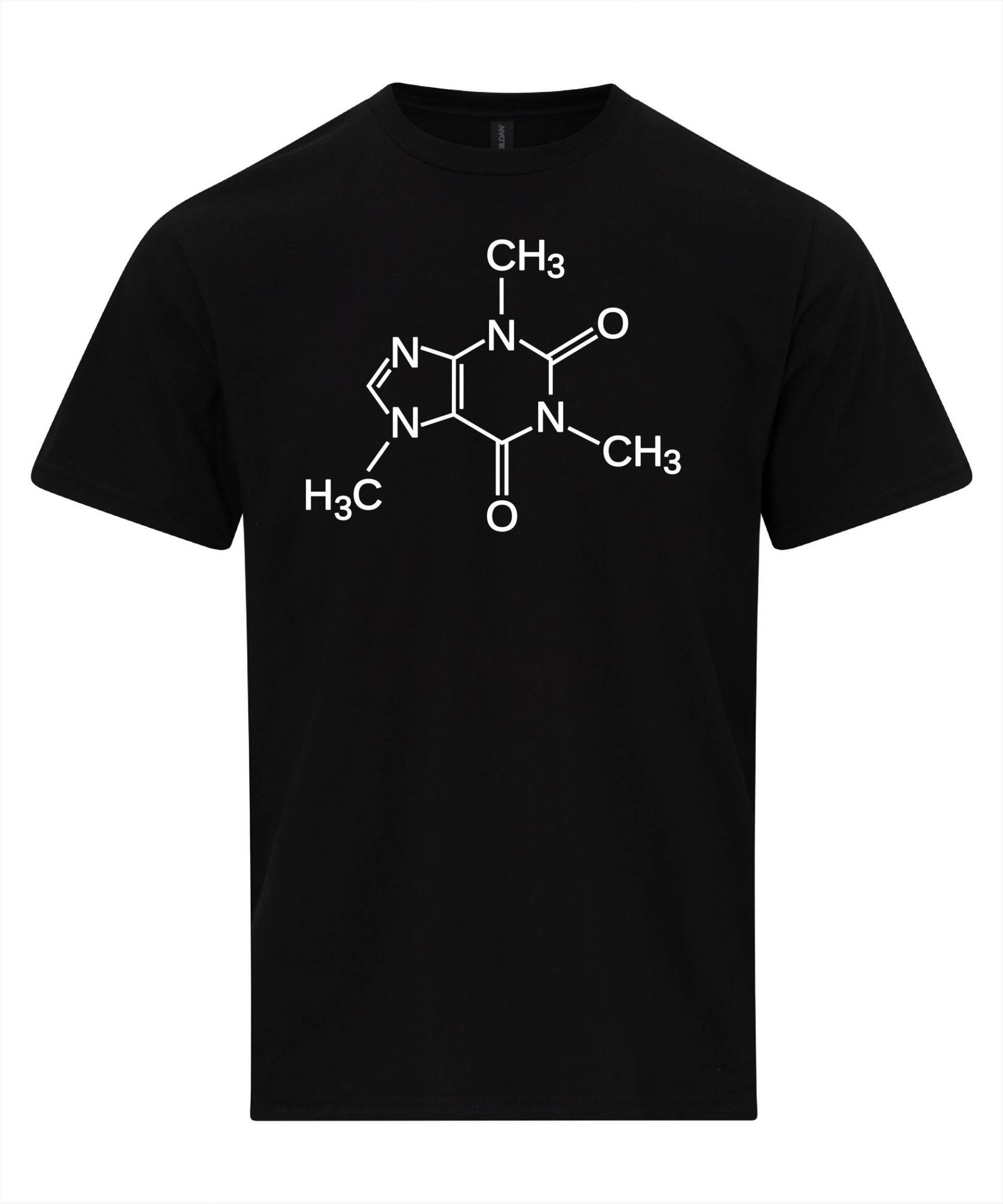 Koffein-Kaffee-Molekule T-Shirt 2D Skelett-Formel-Shirt Koffein-Kaffee-Molekule T-Shirt 2D Skelett-Formel-Shirt von NotJustNerds