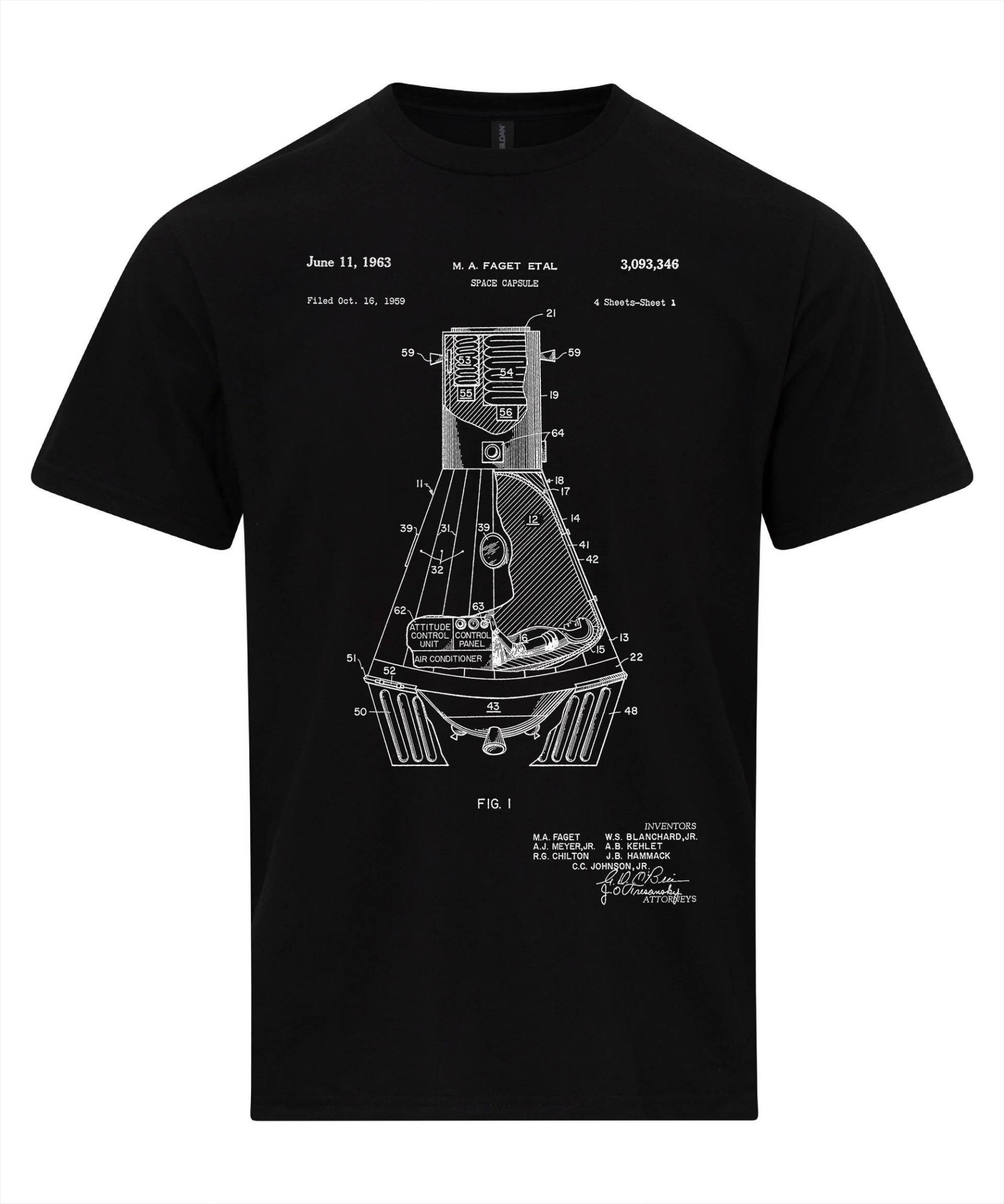 Nasa Raumkapsel 1959 Patent T-Shirt Nasa Raumkapsel 1959 Patent T-Shirt von NotJustNerds