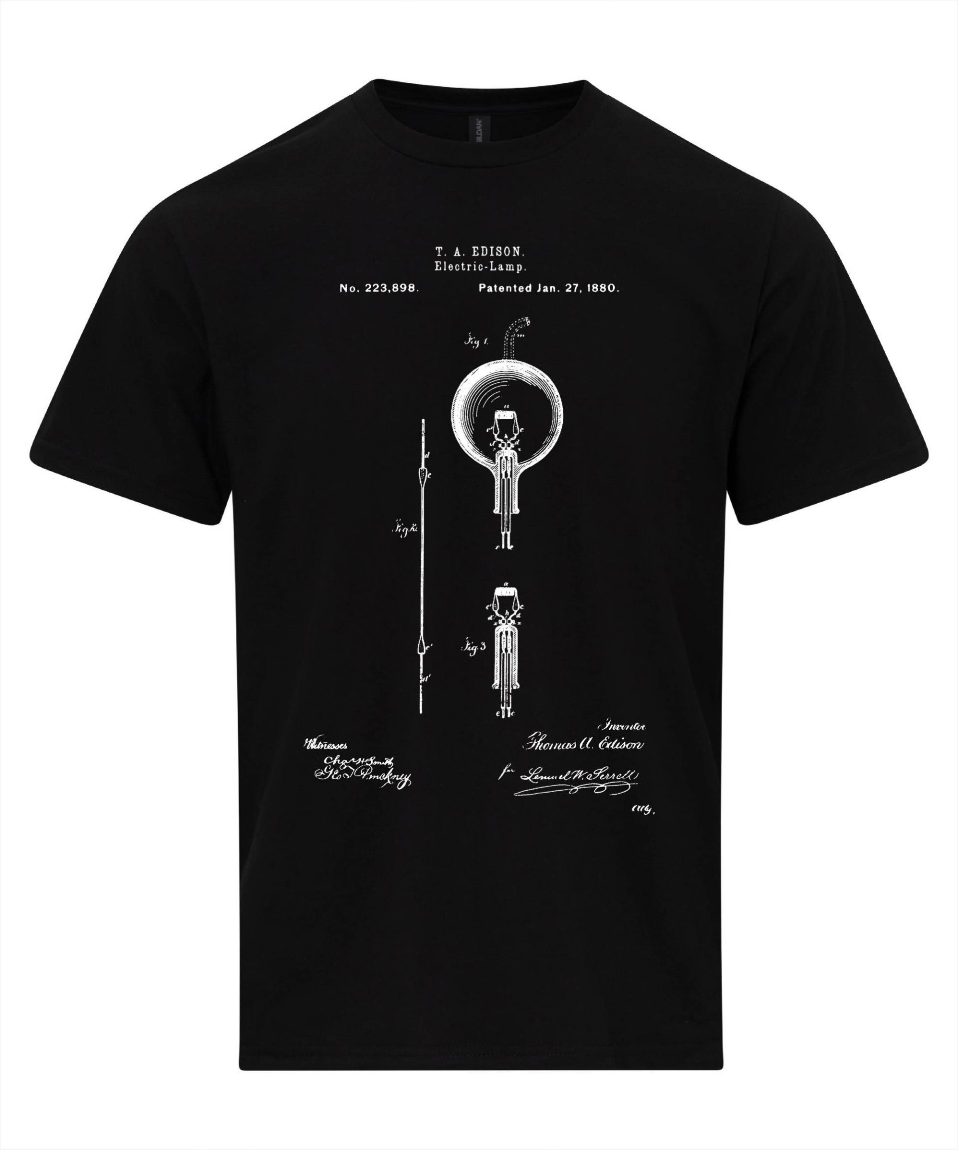 Thomas Edison Electric Lamp Bulb 1880 Patent Blueprint T-Shirt Thomas Edison Electric Lamp Bulb 1880 Patent Blueprint T-Shirt von NotJustNerds