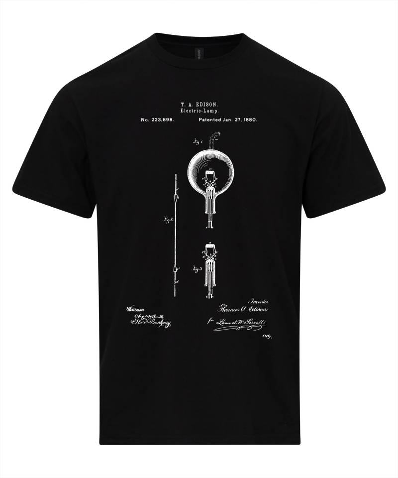 Thomas Edison Electric Lamp Bulb 1880 Patent Blueprint T-Shirt Thomas Edison Electric Lamp Bulb 1880 Patent Blueprint T-Shirt von NotJustNerds