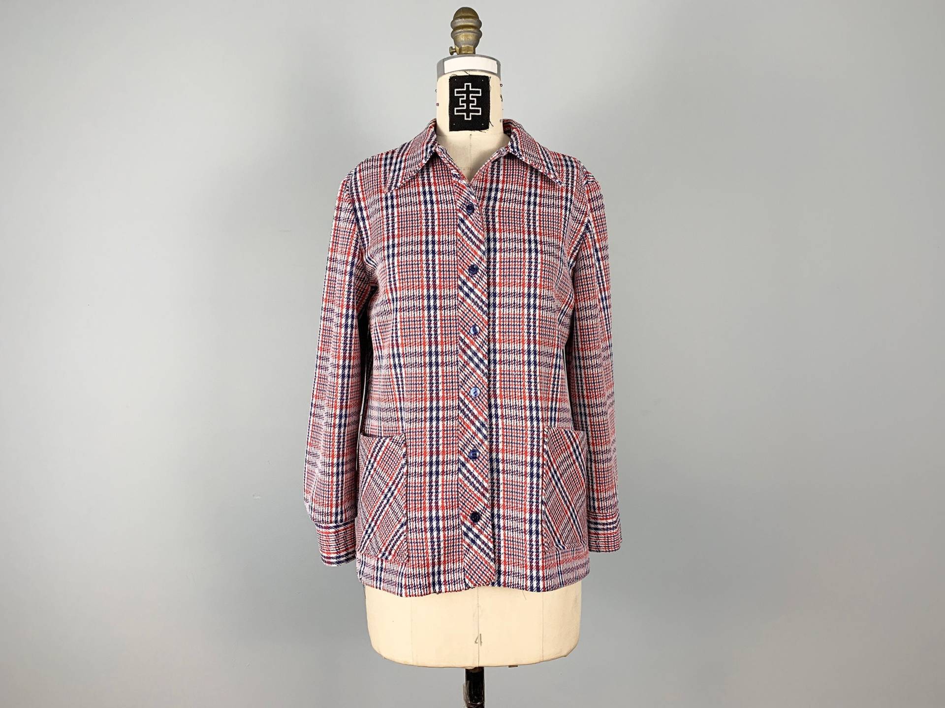 60Er 70Er Rot Weiß Und Blau Kariert Mod Punk Light Jacket Button Up Gr. S/M 60Er 70Er Rot Weiß Und Blau Kariert Mod Punk Light Jacket Button Up Gr. S/M von NotUpToStandard