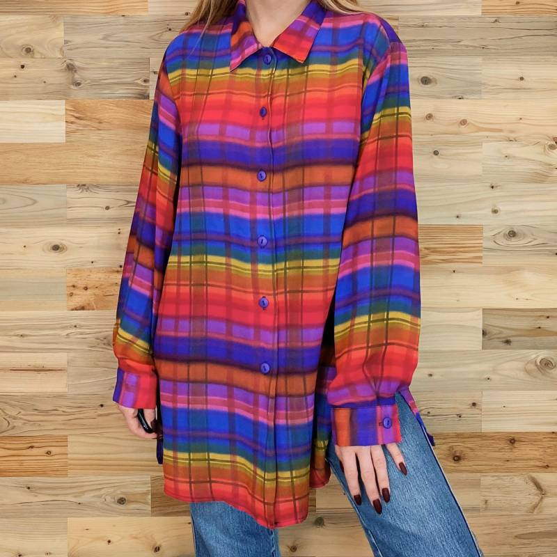 Leichtes Und Schiere Vintage Bunte Bluse Mit Knöpfen von NoteworthyGarments