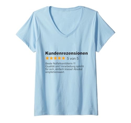 Damen Beste Notfallsanitäterin Beruf Bewertung Rettungsdienst T-Shirt mit V-Ausschnitt von Notfallsanitäterin Geschenke & Designs