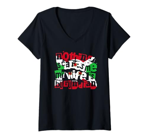 Damen Lustige burundische Frau Nichts Macht Mir Angst Meine Frau ist burundisch T-Shirt mit V-Ausschnitt Damen Lustige burundische Frau Nichts Macht Mir Angst Meine Frau ist burundisch T-Shirt mit V-Ausschnitt von Nothing Scares Me Burundian Wife