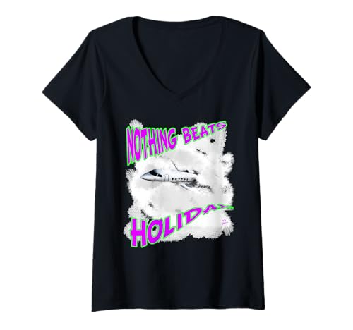Damen Nothing beats a Jet to fly holidays T-Shirt mit V-Ausschnitt Damen Nothing beats a Jet to fly holidays T-Shirt mit V-Ausschnitt von Nothing beats a Jet in Holiday by Jean Olivier