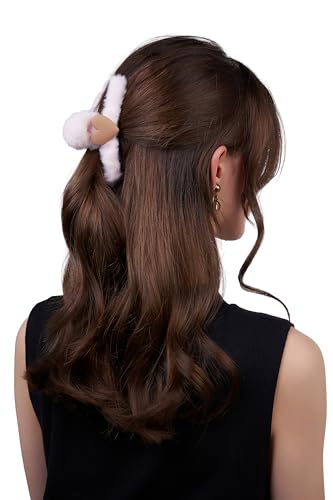 Damen Haarclip Haarspange Haarklemme Haarkrebs Krebs aus Kunststoff Accessoire mit Pelz Herz (blassrosa) von Nothing but Love
