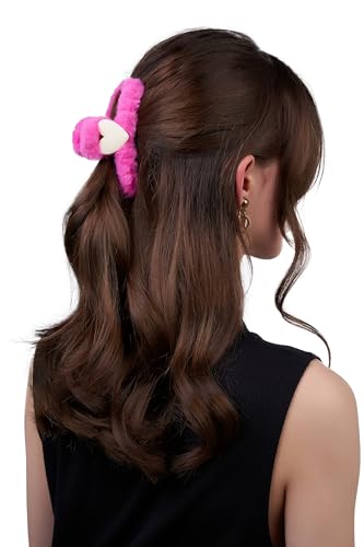 Damen Haarclip Haarspange Haarklemme Haarkrebs Krebs aus Kunststoff Accessoire mit Pelz Herz (rosa) von Nothing but Love