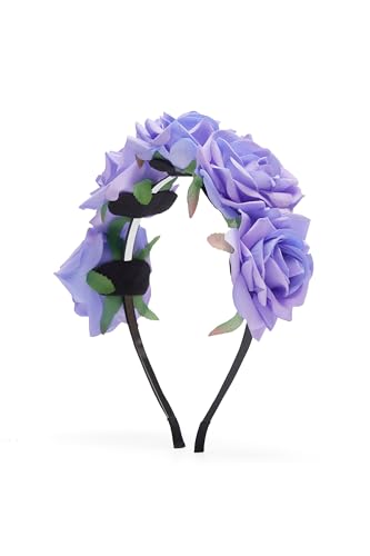 Damen Haarkranz Haarband Haarreif Kopfschmuck im Ethno Style mit Blumen Rose (violett) von Nothing but Love