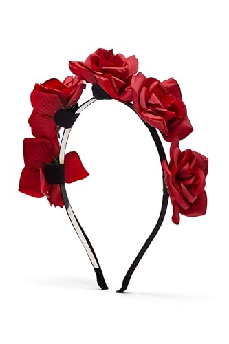 Damen Haarreif Haarkranz Haarband im Ethno Style Kopfschmuck mit Blumen Rose (feuerrot, Universal) von Nothing but Love