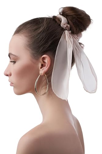 Haargummi Damen Mädchen Accessoire Scrunchie Stoff Haargummi haarschonend mit Halstuch (beige) von Nothing but Love