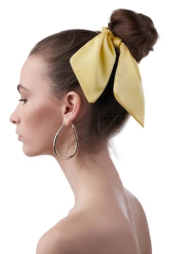 Haargummi Damen Mädchen Accessoire Scrunchie Stoff Haargummi haarschonend mit Halstuch (hellgelb) von Nothing but Love