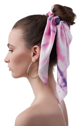 Haargummi Damen Mädchen Accessoire Scrunchie Stoff Haargummi haarschonend mit Halstuch (violett) von Nothing but Love