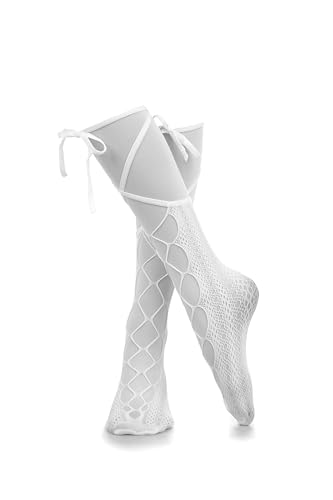 Nothing but Love Kniestrümpfe Overknee Strümpfe Damen lange Netz Socken High Socks mit Schnürung Einheitsgröße von Nothing but Love