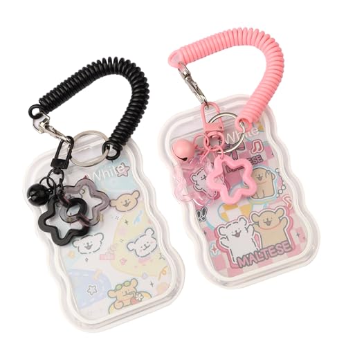 2 Stück Silikon Kartenhalter mit Schlüsselband & Armspirale, Süßer Fotokartenhalter für Fotokarten, Bankkarten, Studentenausweis und Buskarten (Kawaii Idol Design) von Notoke