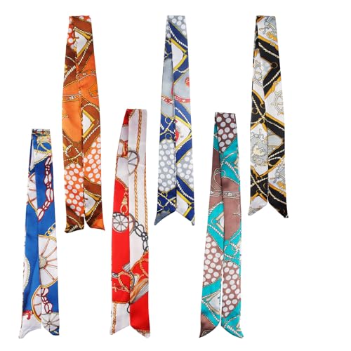 Notoke 7 Stück Seidenschal Seidentuch Damen, Satin Ribbon Seidentücher Scarf, Griff Wickel Bandana, Handtasche Griff Tasche Band Schal Haartuch, Gemischtes Design, Dünne Lange Hals Schal Notoke 7 Stück Seidenschal Seidentuch Damen, Satin Ribbon Seidentücher Scarf, Griff Wickel Bandana, Handtasche Griff Tasche Band Schal Haartuch, Gemischtes Design, Dünne Lange Hals Schal von Notoke