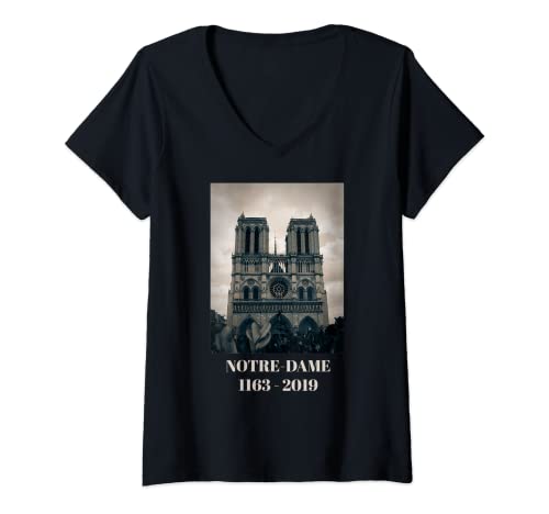 Damen Notre Dame Kathedrale Paris Trikot Notre-Dame T-Shirt mit V-Ausschnitt von Notre Dame T-shirt