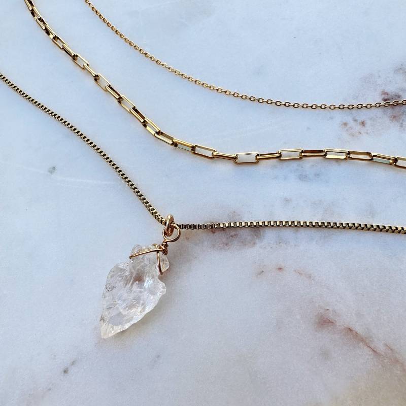 Quarz Pfeilspitze Halskette - 18K Gold Gewickelte Geschichtete Multi-Ketten Goldkette von Notsoclassydesigns
