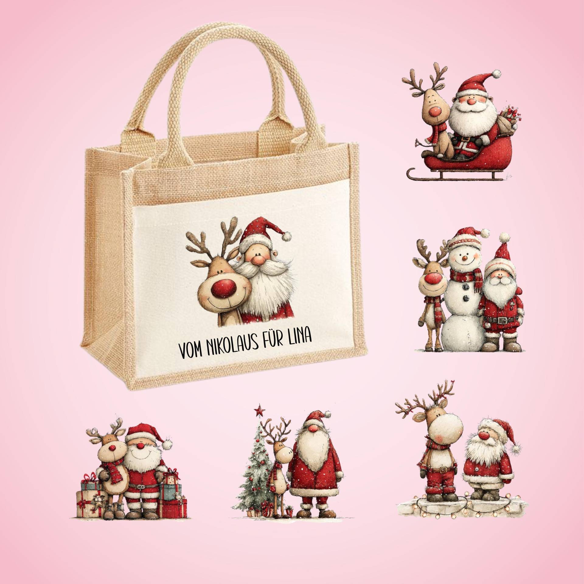 Personalisierte Jute Tasche Nikolaus Geschenk - Weihnachtsmotive Mit Name Geschenktasche Vom von NottisIdeenwelt