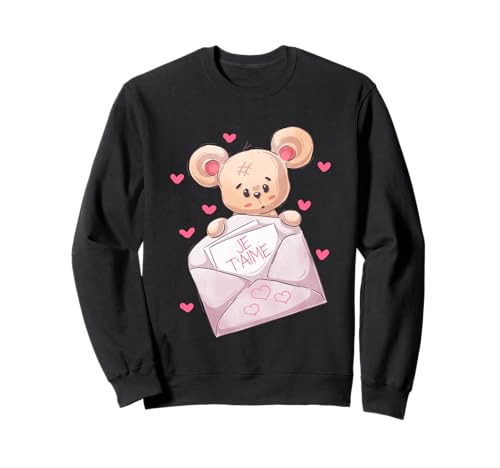 Teddybär für Kinder und Frauen mit Ich Liebe Dich Sweatshirt von Nounours je t'aime