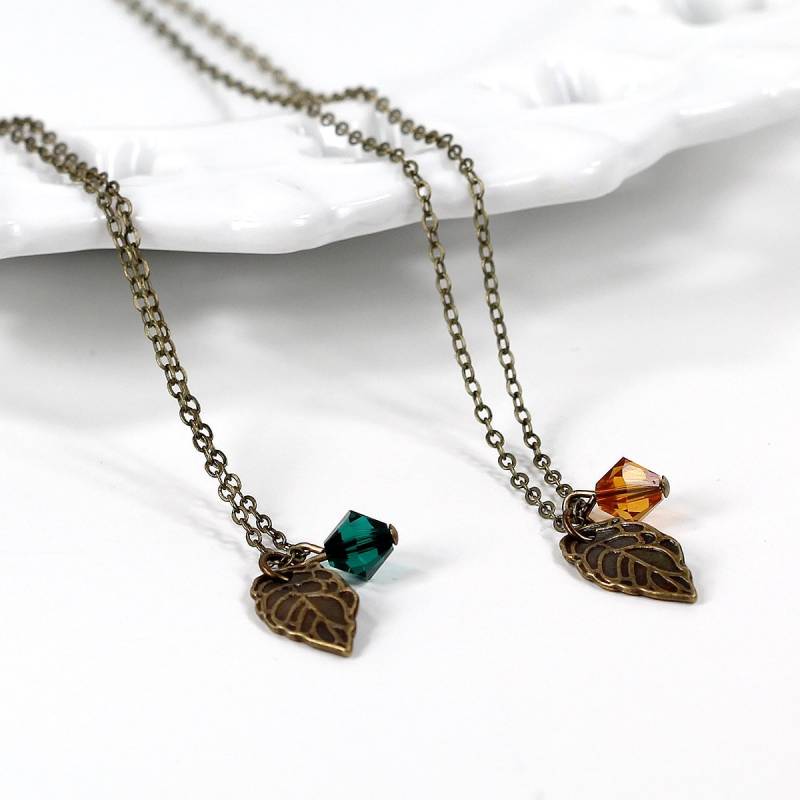 Brautjungfern Halsketten Herbst Hochzeit Antike Messing Blatt Anhänger von NouveauTique