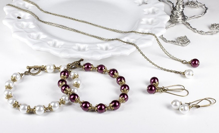 Perle Armband Perlenarmband Mit Antikem Messing Knebelverschluss von NouveauTique