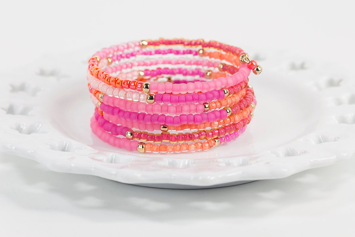 Perlen Armband Multi-Layer Wrap Speicher Draht Boho Wickel Armband-stack von NouveauTique