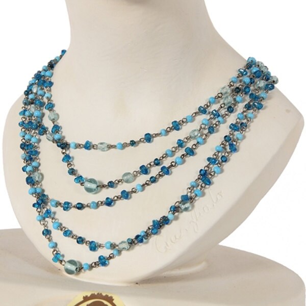 1970Er Jahre Vintage Kette Mit Blauen Perlen 1970Er Jahre Vintage Kette Mit Blauen Perlen von NouvelleVieAtelier