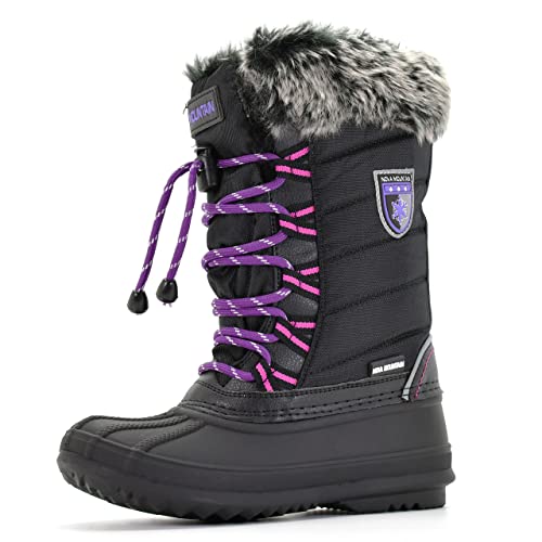 Nova Mountain Jungen Mädchen wasserdichte Winterstiefel Schneestiefel Größe:, Nfwb830 Schwarz, 28 EU von Nova Footwear
