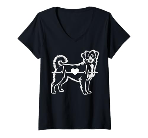 Damen Nova Scotia Duck Tolling Retriever Toller Heartbeat EKG T-Shirt mit V-Ausschnitt Damen Nova Scotia Duck Tolling Retriever Toller Heartbeat EKG T-Shirt mit V-Ausschnitt von Nova Scotia Duck Tolling Retriever Dog Owner Gift