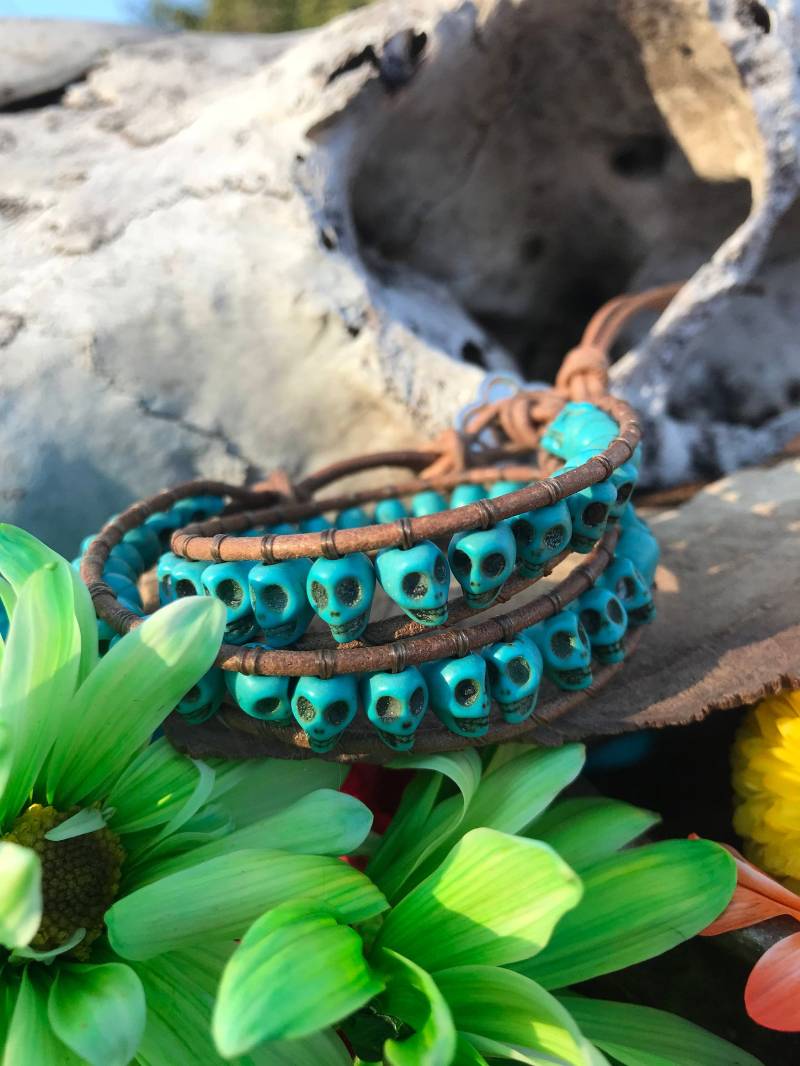 Schädel Wickeln Armband Türkis Schädel Wickeln Armband Türkis von NovaBeadsCreations