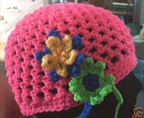 Mesh-Blumen-Beanie-Hut Hand Häkeln Schädel-Kappe-Hut Benutzerdefinierte Wahl Farbe Acryl Blume Fußkettchen Armband-strand-Sommer Made To Order von NovaBlondie