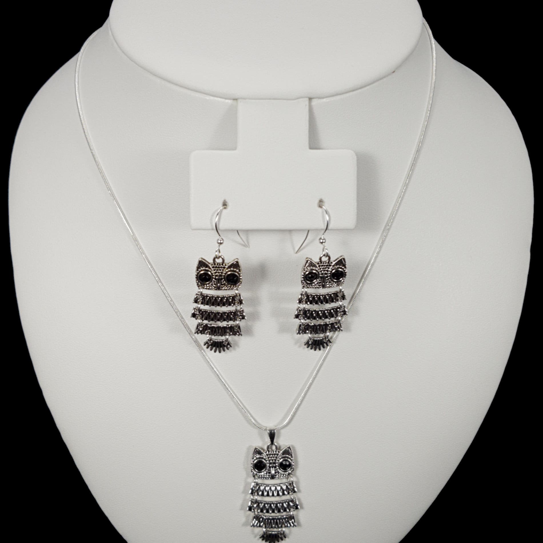 Silber Eule Halskette Set, Eule, Ohrringe, Kette Silber Eule Halskette Set, Eule, Ohrringe, Kette von NovaJewelleryDesigns