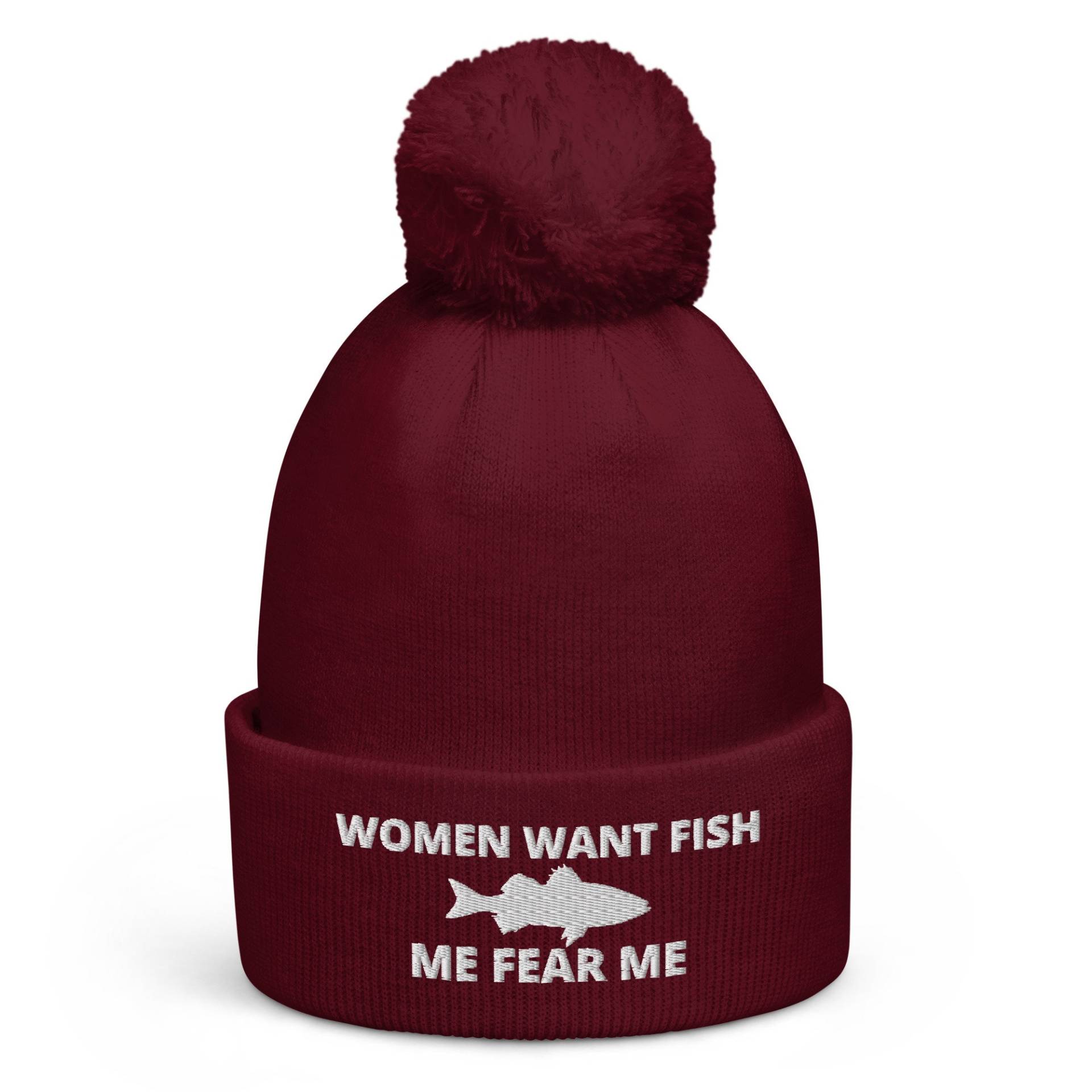Frauen Wollen Fisch, Ich Fürchte Mich, Bestickte Pom Beanie Style, Mütze Für Winter, Lustige Angelmütze Geschenk Angler von NovaMeDesigns