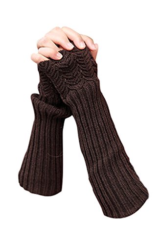 Novawo, Armstulpen für Damen, warm, gestrickt, Muschelmuster Gr. Einheitsgröße, coffee von Novawo