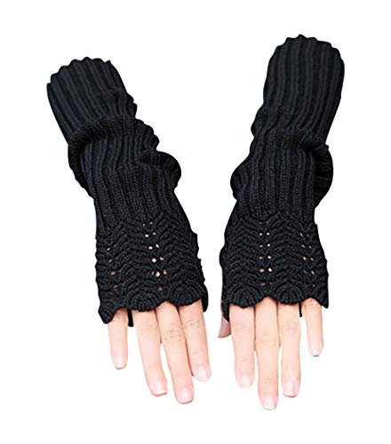 Novawo Damen Fashion Armstulpen Halbhandschuhe Armlinge Lange Handschuhe Winter Warmer fingerlose Handschuhe Strick von Novawo