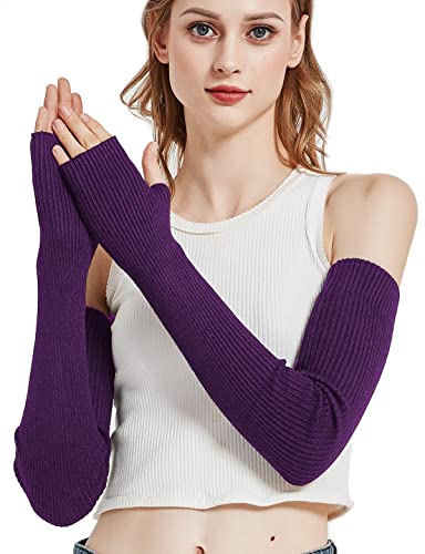 Novawo® fingerlose Armwärmer und Handschuhe aus fester Wolle, für Damen Gr. One size, violett von Novawo