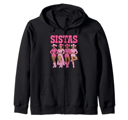 Lustiger Sistas Spruch Pink Cowgirl Swag Rodeo Queens Damen Herren Kapuzenjacke von Novelty Black Western Women Dance Outfit Crew