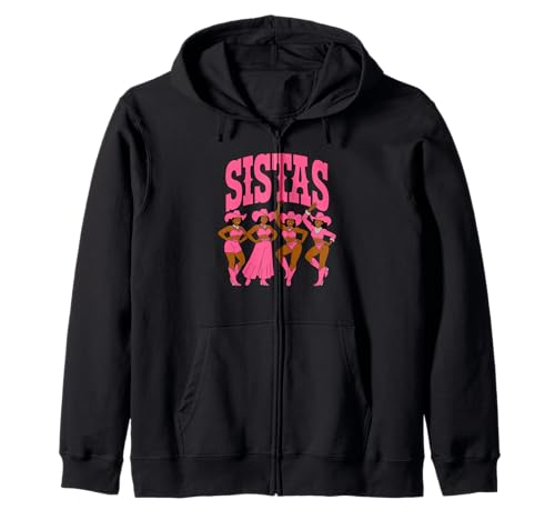 Lustiger Sistas Spruch Pink Cowgirl Swag Rodeo Queens Damen Herren Kapuzenjacke von Novelty Black Western Women Dance Outfit Crew