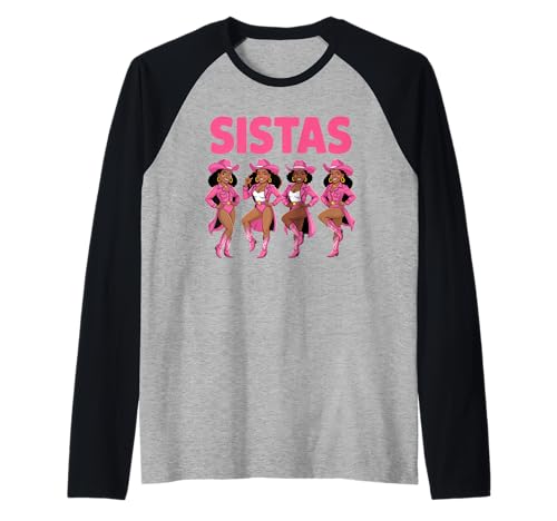 Lustiger Sistas Spruch Pink Cowgirl Swag Rodeo Queens Damen Herren Raglan von Novelty Black Western Women Dance Outfit Crew