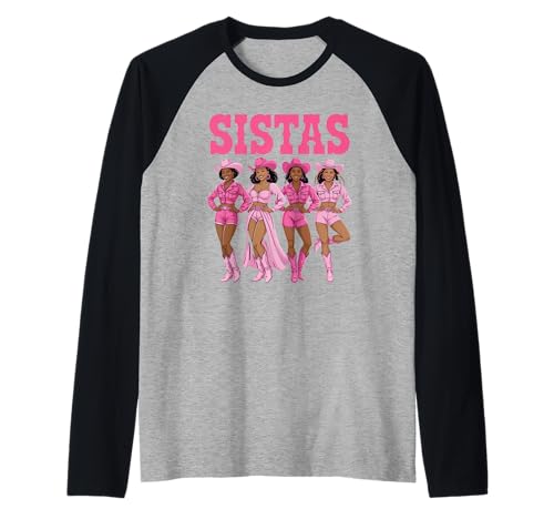 Lustiger Sistas Spruch Pink Cowgirl Swag Rodeo Queens Damen Herren Raglan von Novelty Black Western Women Dance Outfit Crew