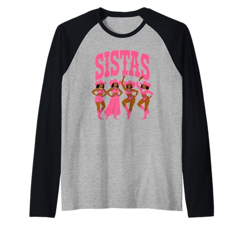 Lustiger Sistas Spruch Pink Cowgirl Swag Rodeo Queens Damen Herren Raglan von Novelty Black Western Women Dance Outfit Crew