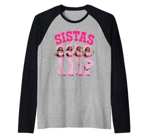 Lustiger Sistas Spruch Pink Cowgirl Swag Rodeo Queens Damen Herren Raglan von Novelty Black Western Women Dance Outfit Crew