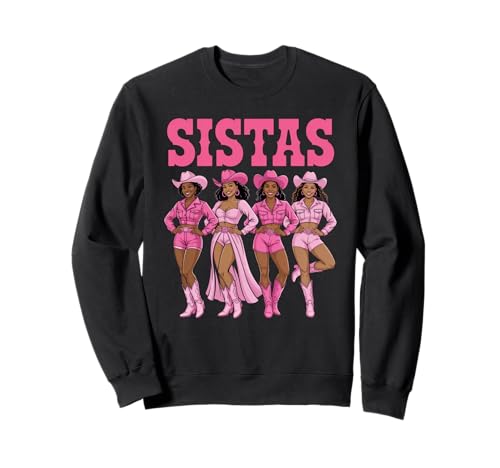 Lustiger Sistas Spruch Pink Cowgirl Swag Rodeo Queens Damen Herren Sweatshirt von Novelty Black Western Women Dance Outfit Crew