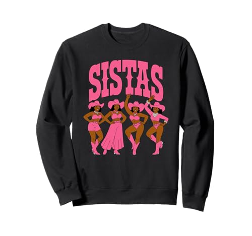 Lustiger Sistas Spruch Pink Cowgirl Swag Rodeo Queens Damen Herren Sweatshirt von Novelty Black Western Women Dance Outfit Crew
