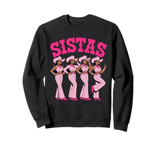 Lustiger Sistas Spruch Pink Cowgirl Swag Rodeo Queens Damen Herren Sweatshirt von Novelty Black Western Women Dance Outfit Crew
